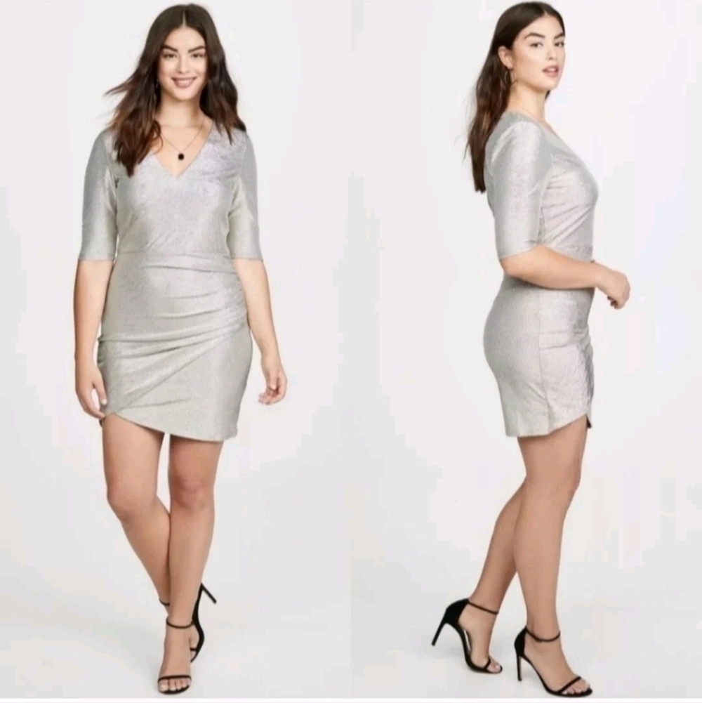 Alice + Olivia Judy dress with metallic V-Neck Mini Dress 0 New without tags. - Picture 9 of 16